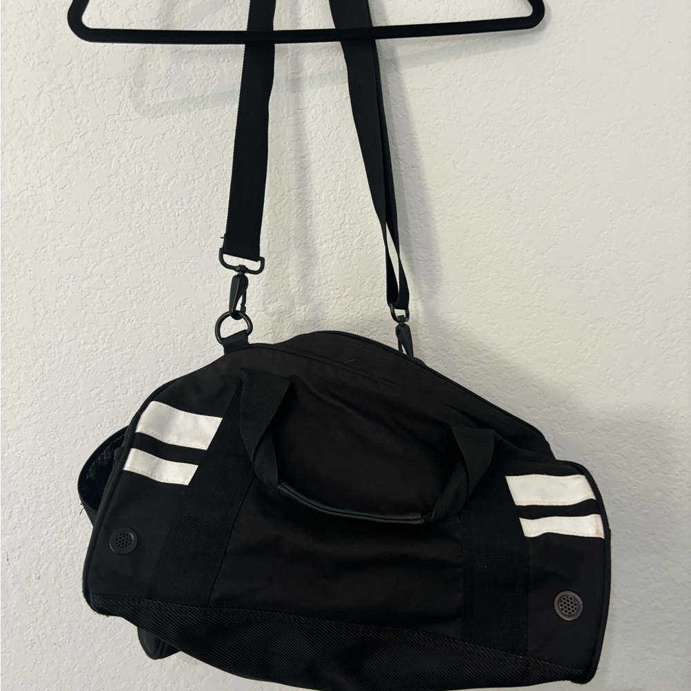 Vooray Gym Bag – Black with White Stripes – Compact Duffel with Shoe Compartment - Picture 7 of 10